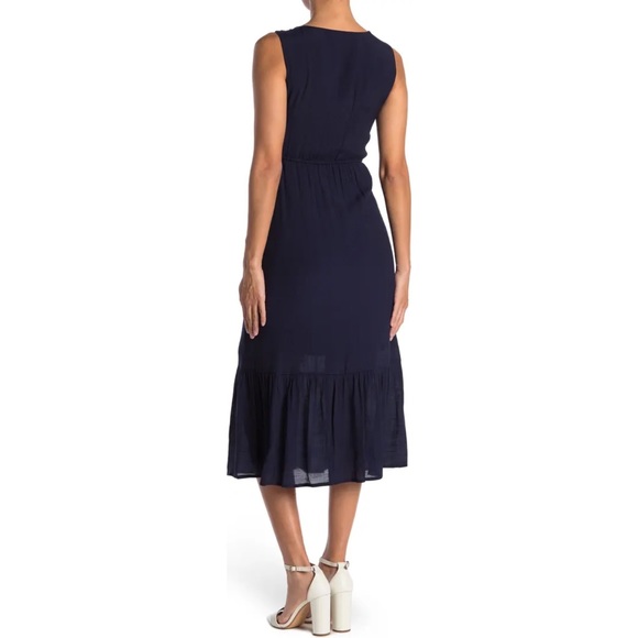 Nanette Lepore Womens Navy Button Front Midi Dress Size 4 - Picture 2 of 7